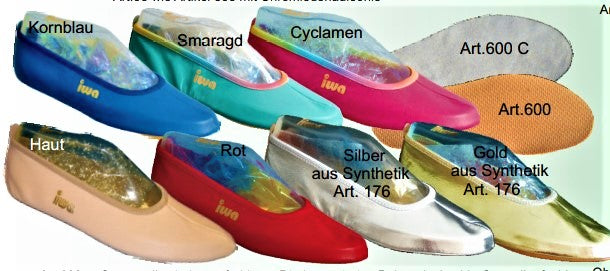 IWA 600 Gymnastikschuhe LEDER mit Gummisohle oder Ledersohle farbig