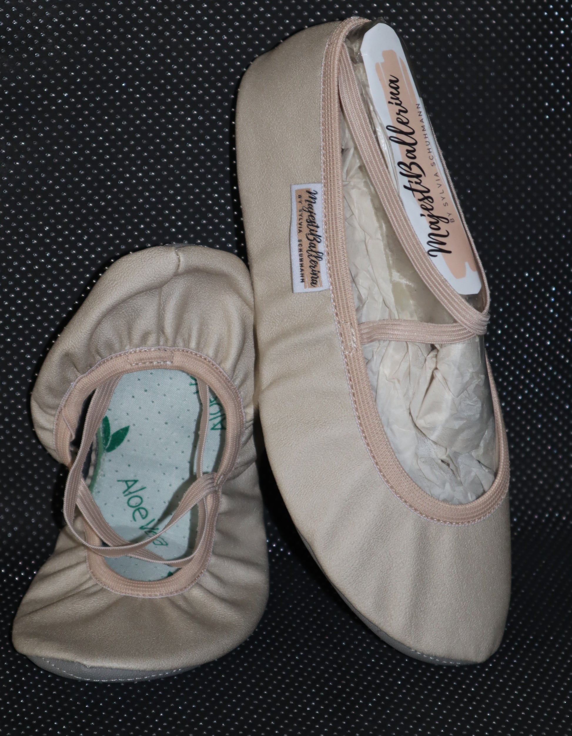 PoleDance Schwebebalken Showdance Schläppchen Majestiballerina IWONA vegan leather beige